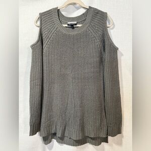 Gray Shoulder Showing Women's Sweater, Size L